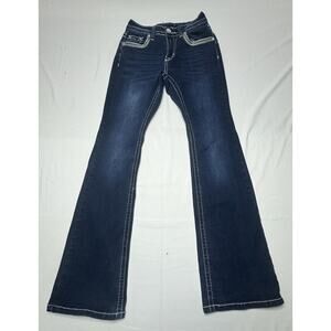 Westfield Eagle Women's Embellished Flare Leg Blue Denim Jeans - Size 26x30.5*